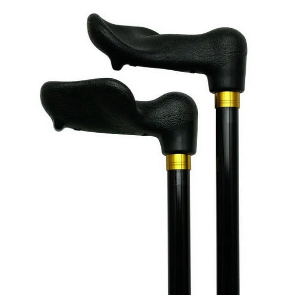 Walking Cane Unisex Adjustable Left Hand Palm Grip Cane 3/4" Black Shaft Aluminum