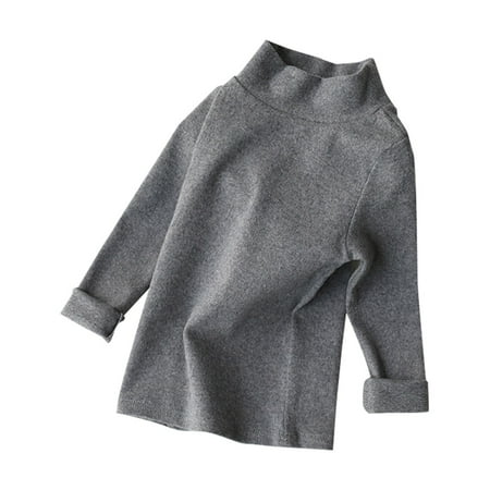 

TIREOW Kid s Lightweight Sweatshirts Boys and Girls Sweater Spring/Autumn Solid Color High Neck Solid Long Sleeve Round Neck Top School Daily Athleisure Pullover