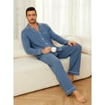 thumbnail image 4 of U2SKIIN Mens Pajama Sets, Ultra Soft Button Down Loungewear Long Sleeve Pjs Sets,(Dark Navy Mel.L), 4 of 5