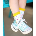 thumbnail image 3 of Jefferies Socks Girl's Rainbow Stripes Hearts Smiley Face Crew Socks 6 Pair Pack, 3 of 6