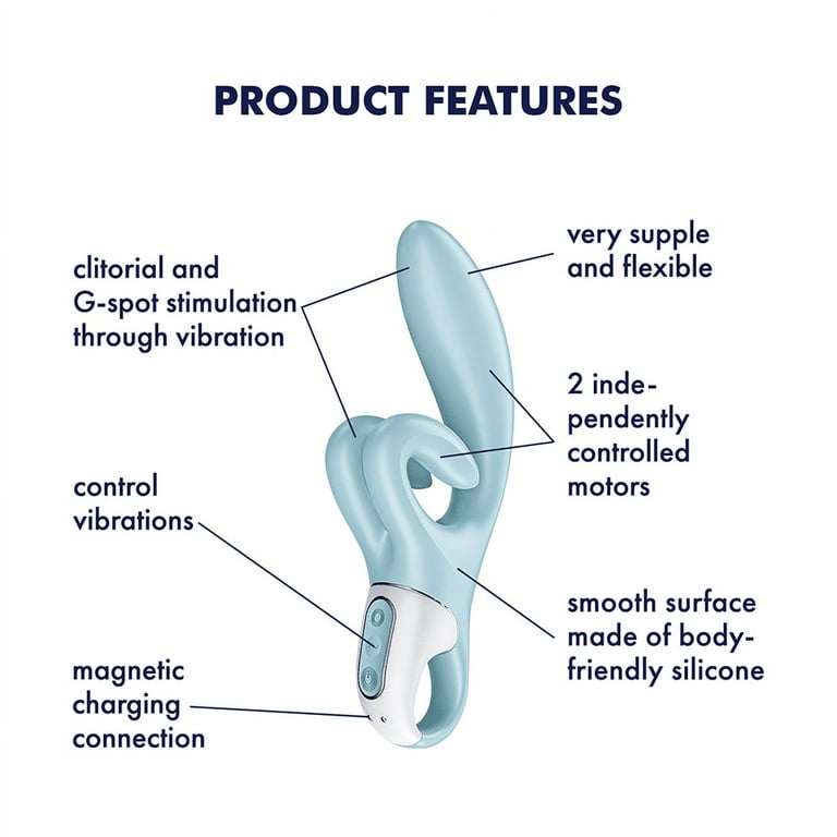 Satisfyer Touch Me Rabbit Vibrator- G-Spot, Labia and Clitoris Stimulation,  Vibrating Dildo with Retaining Ring, Adult Sex Toy for Women - Waterproof,  Rechargeable (Light Blue)