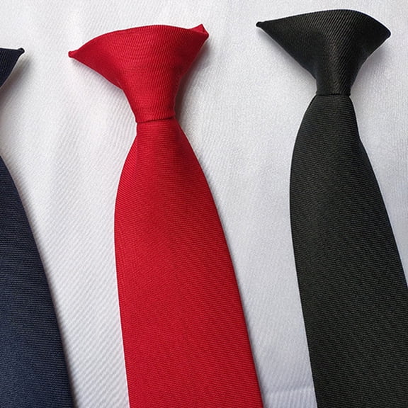 FONDOTIN 2Pcs Convenient Clip on Neckties for Men Pre Tied Polyester Necktie Accessories for Suits