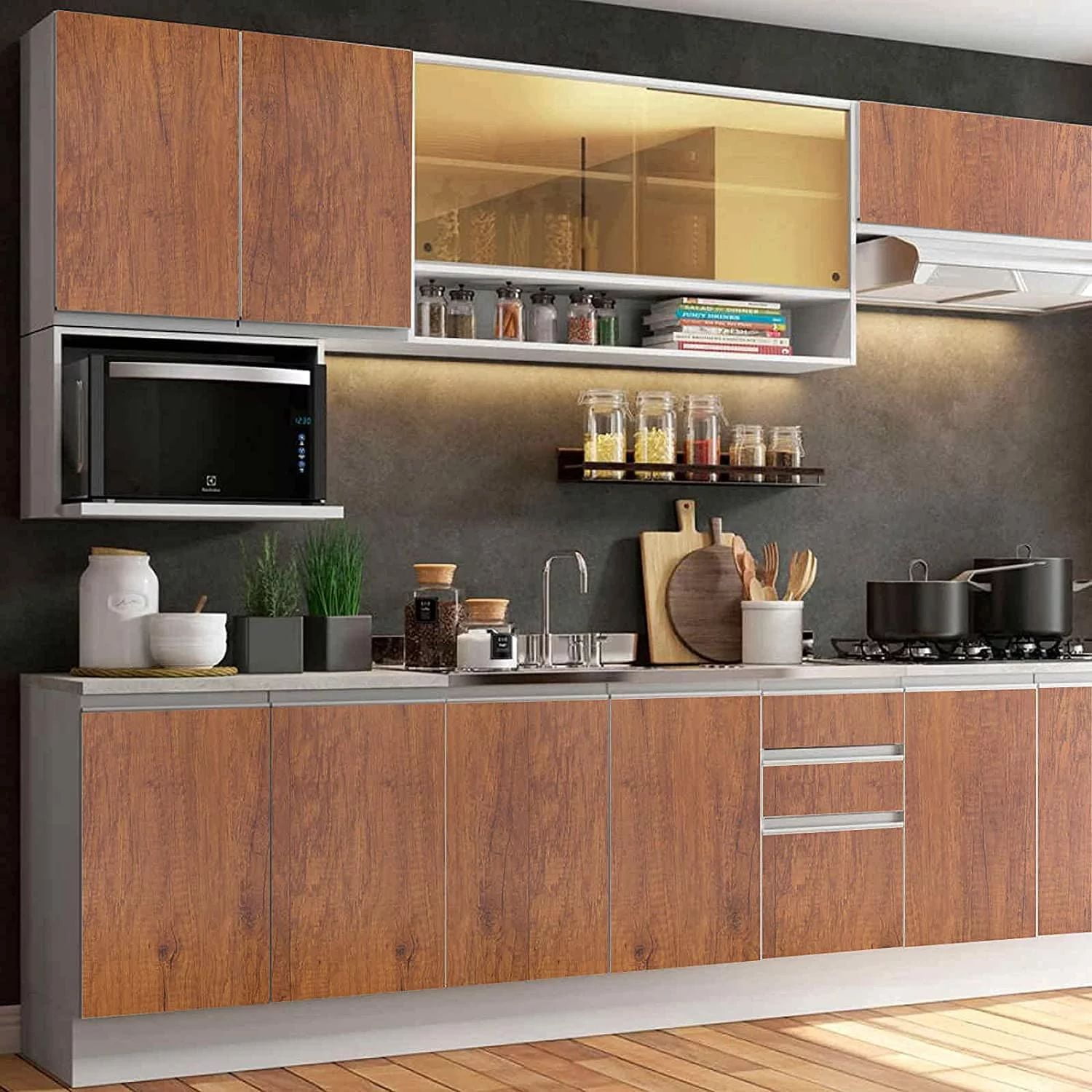 UMIGGEE Wood Peel and Stick Wallpaper 23.6" x 196.8" Brown Wood Grain Wall Paper Self-Adhesive Wood Contact Paper for Kitchen Living room Home Decoration Furniture Surfaces Cabinet