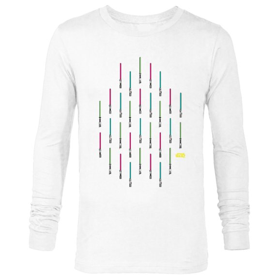 Star Wars Neon Lightsabers Print - Long Sleeve T-Shirt for Men - Customized-White