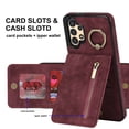 thumbnail image 4 of Mantto Wallet Case for Samsung A14 5G, Slim Premium Credit Card Slot, Zipper Wallet Case with Ring Holder Kickstand Leather Magnetic Flip Back Shockproof Cover for Samsung Galaxy A14 5G, Winered, 4 of 12