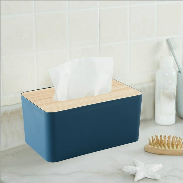 Rectangular tissue box cover wood discount