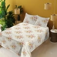 thumbnail image 2 of Ambesonne Vintage Fitted & Flat Sheet with Shams 4 Pcs Set, Pastel Leaves Flowers Dots, Calking, Pale Orange and Soft Pink, 2 of 5