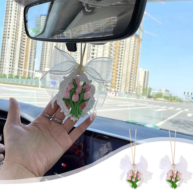 Colgante de Tulipán, Elegante Pastilla de Yeso para Aromaterapia, Piedra Aromática de Larga Duración, Decoración Versátil para El Hogar, El Armario y El Coche, Regalo Perfecto para Ocasiones Especial