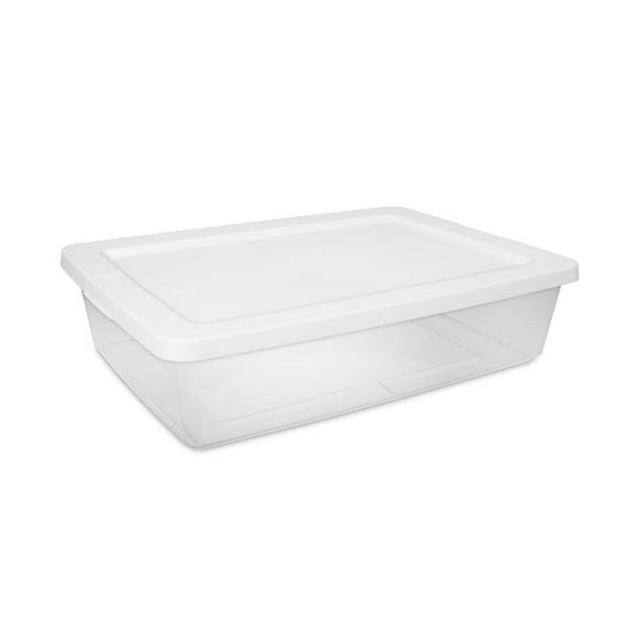 Caja Organización Sterilite Hecha de Plastico Blanca Translucida con Tapa Color Blanca 26LT
