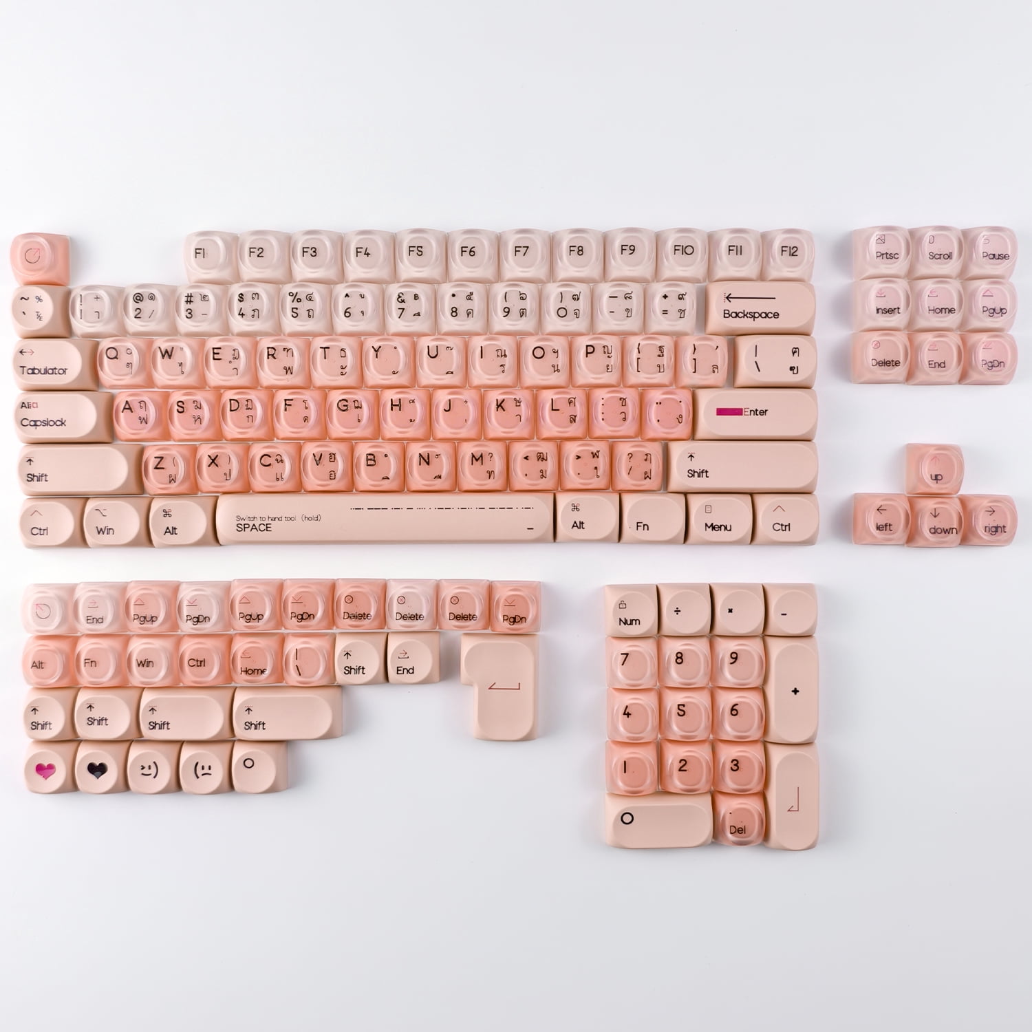 Pink Korean Keycaps Liquid Foundation 136 Keys Hoa Pbt+Pc Round Pink Cute Keycap Azerty/French/Thai Keyboard Keycaps