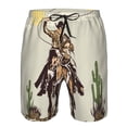thumbnail image 3 of Sikiie Vintage Cowboy Riding Horse Print Men's Beach Shorts, High Elastic Quick-drying Shorts - with Drawstring and Slip Pockets, Suitable for Beach, Sports, Vacation-X-Large, 3 of 6