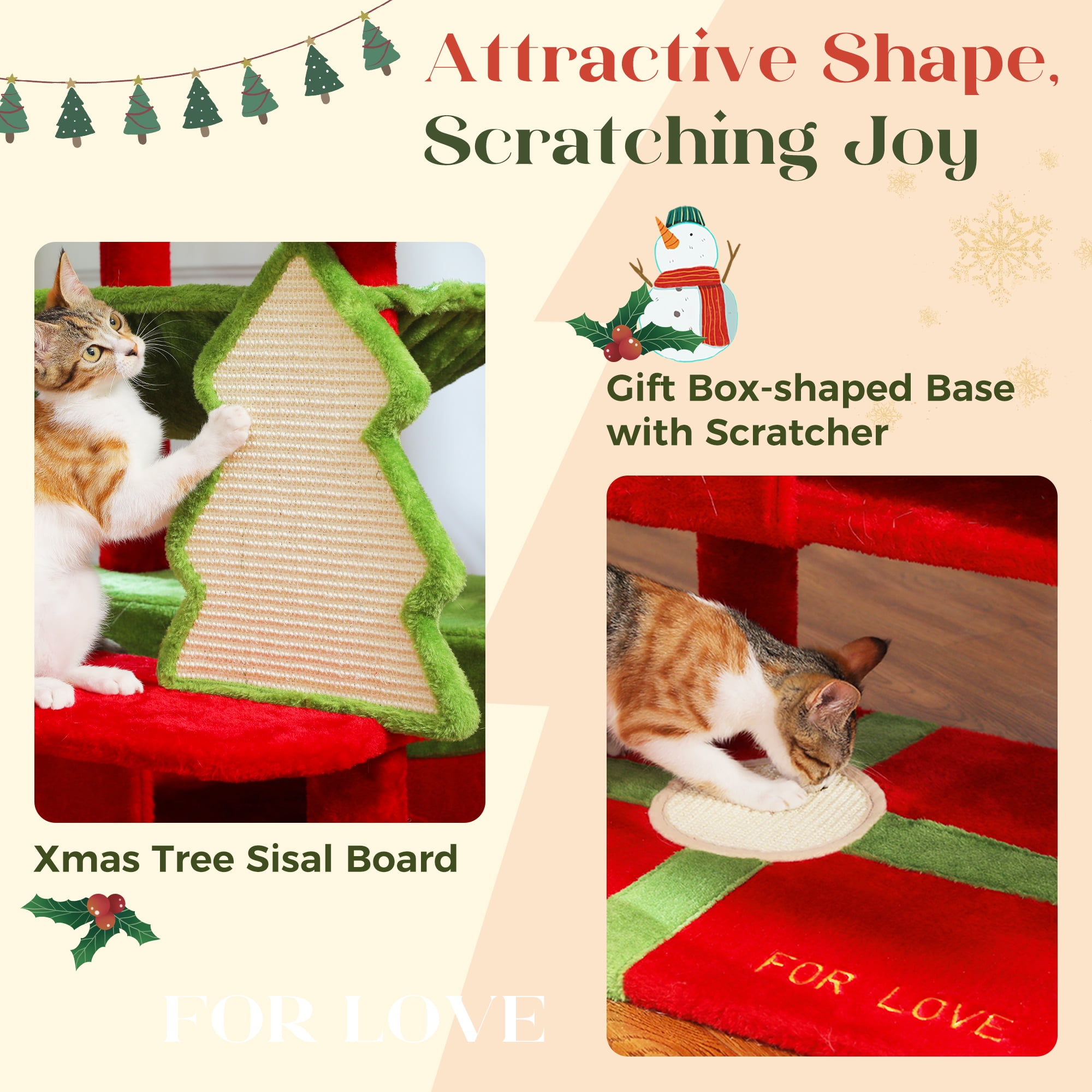 Pawz Road 73" Multi Level Cat tree, Christmas Present for Large Cats, Tall Cat Tower Condo with 7 Scratching Post, Christmas Decor