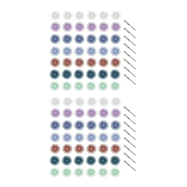 100 Piezas 1 Pulgada Kit de Disco de Cerdas Radiales Cepillo Abrasivo Rueda de Pulido con Detalle de Vástago de 3 mm para Accesorios de Herramientas Rotativas