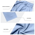 thumbnail image 6 of Men's Cotton Linen Casual Pants Drawstring Elastic Waist Button Trousers Lightweight Straight Leg Slacks with Color Chain for Daily Wear, 6 of 8