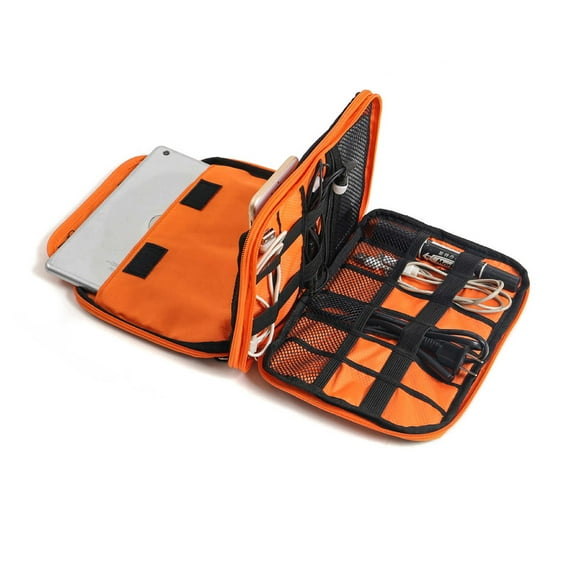 IBASETOY Back to School Cable Organizer Pouch Digital Accessories Portable Bag Grey Cloth for Men and Women 1Set