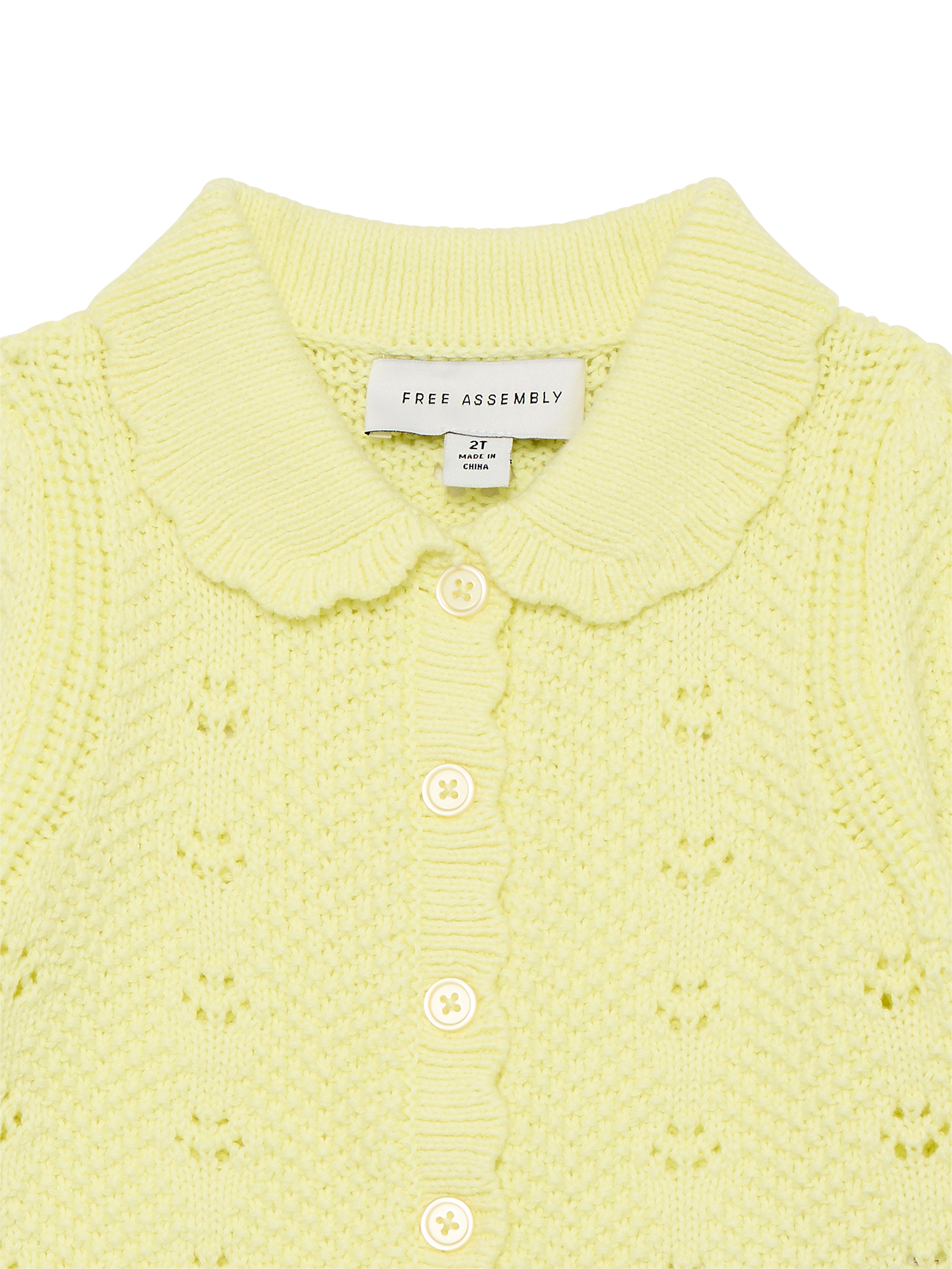 Free Assembly Kids and Toddler Cotton Pointelle Cardigan Sweater with Short Sleeves, Sizes 12M-3T and XS-XL