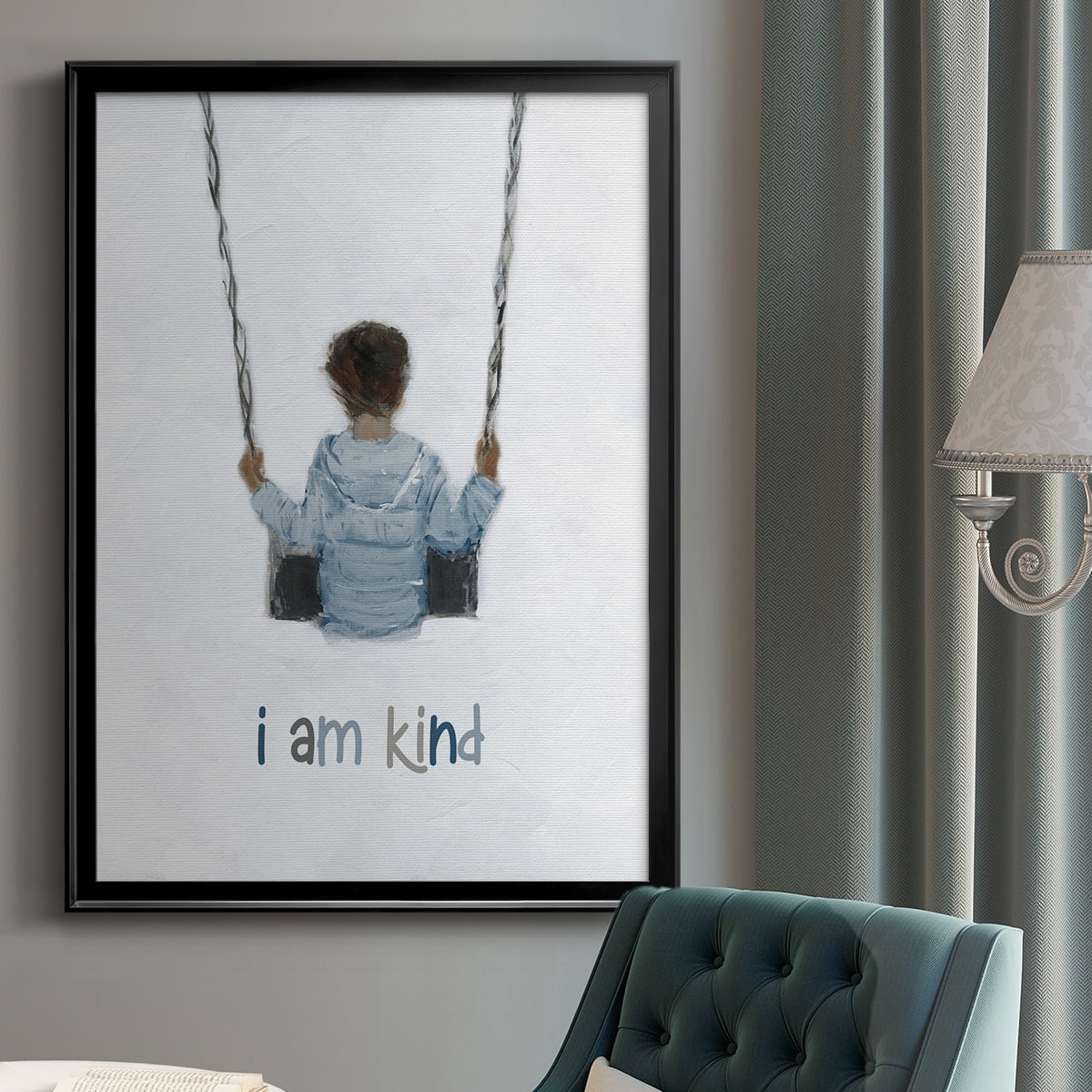 Boy on a Swing Premium Framed Print - Ready to Hang