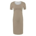thumbnail image 6 of gakvbuo Maternity Dress For Photoshoot Womens Short Sleeve Breast-Feeding Maternity Nursing Dress Bodycon Pregnancy Scoop Neck Ruched Midi Fitted Dresses For Women 2117, 6 of 7