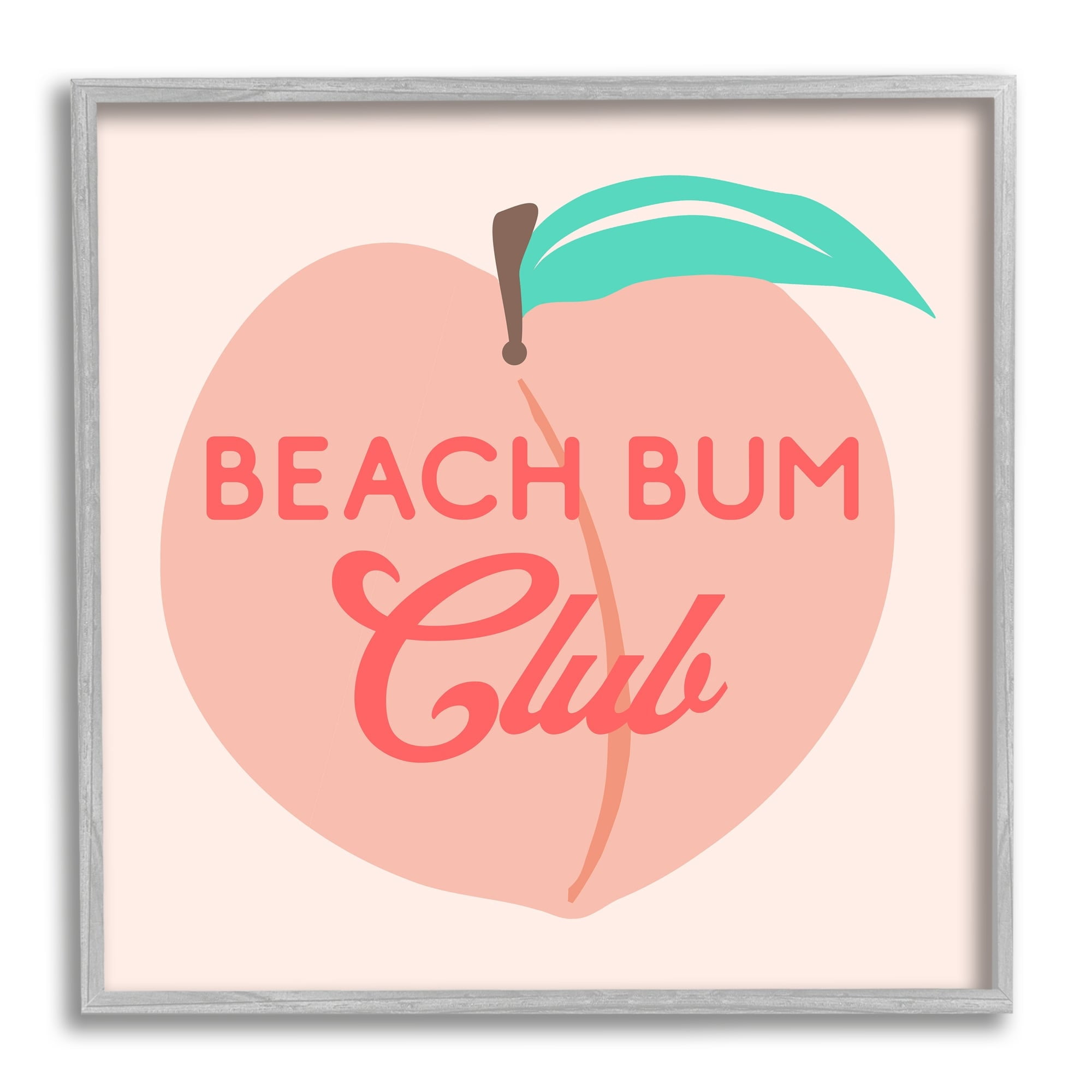 Stupell Industries Beach Bum Club Pink Peach Illustration Phrase Graphic Art Gray Framed Art Print Wall Art, Design by Daphne Polselli