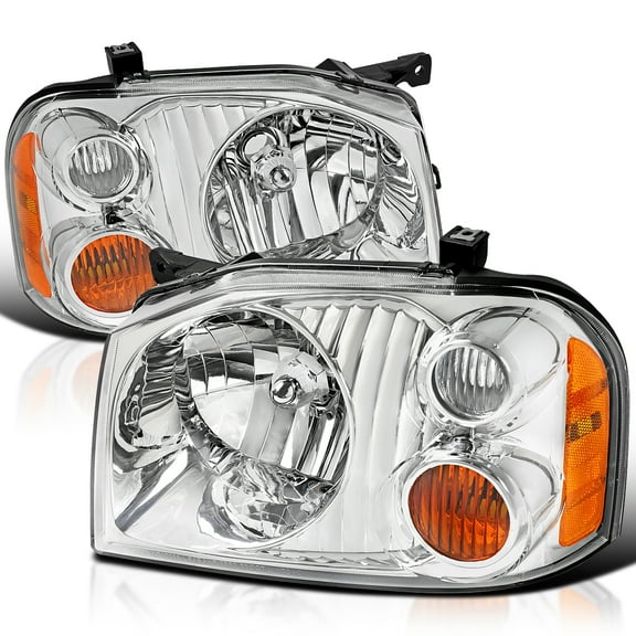 Spec-D Tuning Chrome Replacement Headlights Compatible with 2001-2004 Nissan Frontier Left   Right Head Lights Lamps Assembly