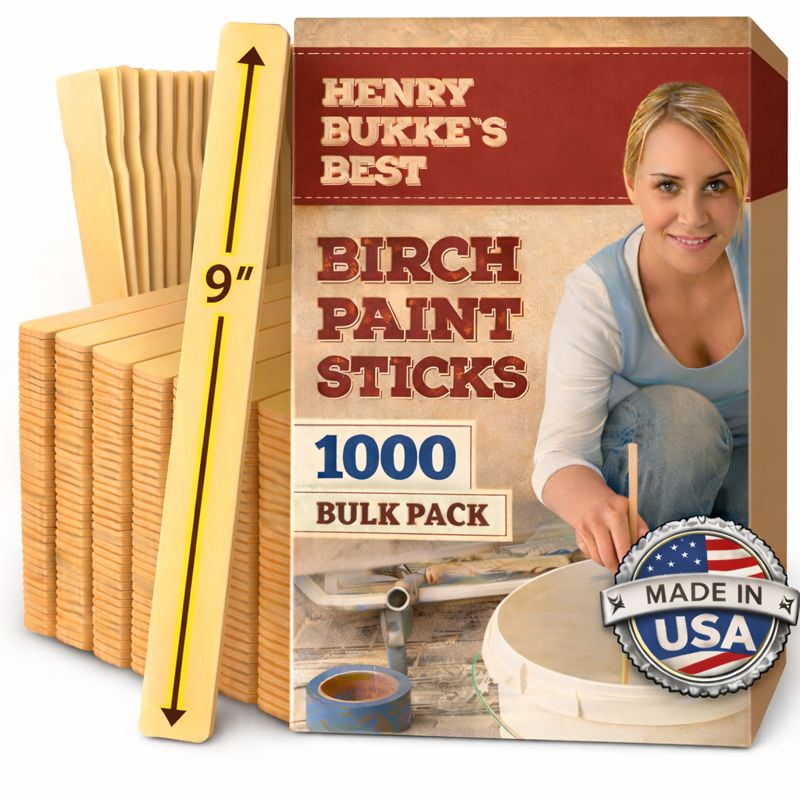 Henry Bukke’s Best Birch Paint Stir Sticks, 9 in., 1000 Ct. Bulk Box, Made in USA