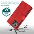 thumbnail image 5 of SaniMore for iPhone 15 Case (6.1" 2023) with Zipper Wallet & Wrist Strap & Magnetic Closure Card Slots Kickstand Shockproof Anti-drop Slim Full-around Protective Business Cover, Red, 5 of 8