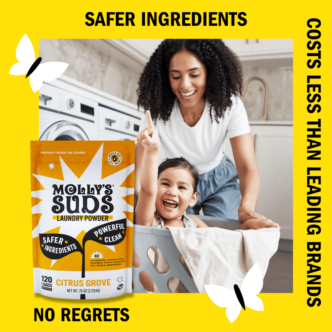 Molly's Suds Original Laundry Detergent Powder | Gentle for Sensitive Skin | Earth-Derived Ingredients, Stain Fighting | 120 Loads (Citrus Grove)