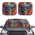 thumbnail image 6 of Lsque Colorful Floral Skull A 2 PCS Windshield Sun Shade | CarFoldable Window Covers | Car Accessories Reflect UV for Universal Cars SUV Truck | Large, 6 of 7