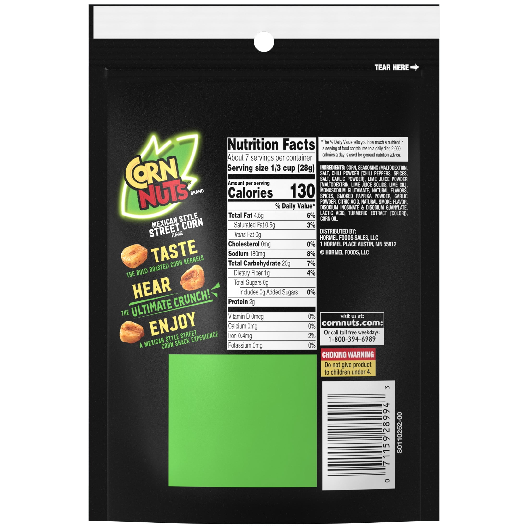 (2 pack) CORN NUTS Mexican Style Street Corn Kernels Flavored Nuts Snack, Shelf Stable, 7 oz Resealable Plastic Bag