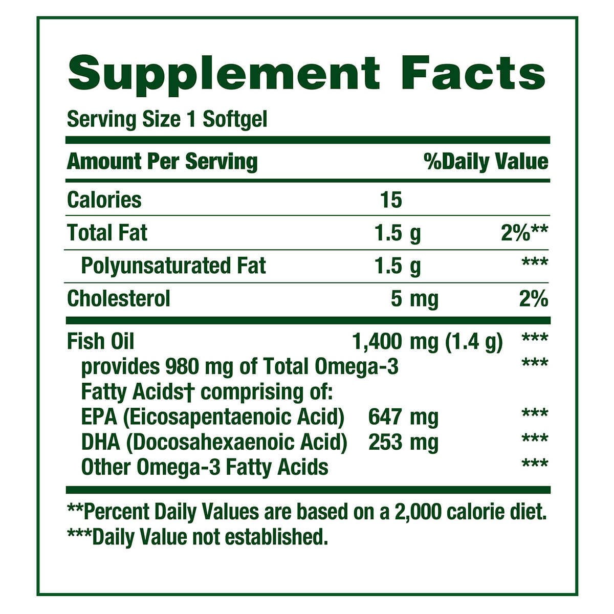 Nature's Bounty Fish Oil Omega-3 Softgels, 1400 Mg, 130 Ct