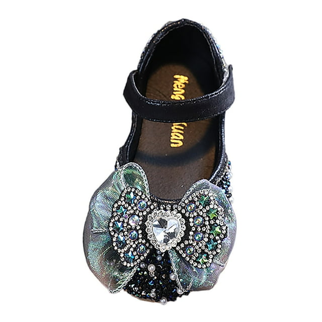 B91xZ Chaussures de Robe pour Petites Filles Ballerines Rentrée Scolaire Chaussures de Princesse Mariage, Noir 8