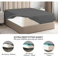 thumbnail image 4 of CGK Linens 2-Piece Extra Deep Pocket Single Fitted Sheet Only - Split King Size Wrinkle-Resistant & Comfy Bottom Sheet, Fits 18"-24" Mattresses, Dark Grey, 4 of 6