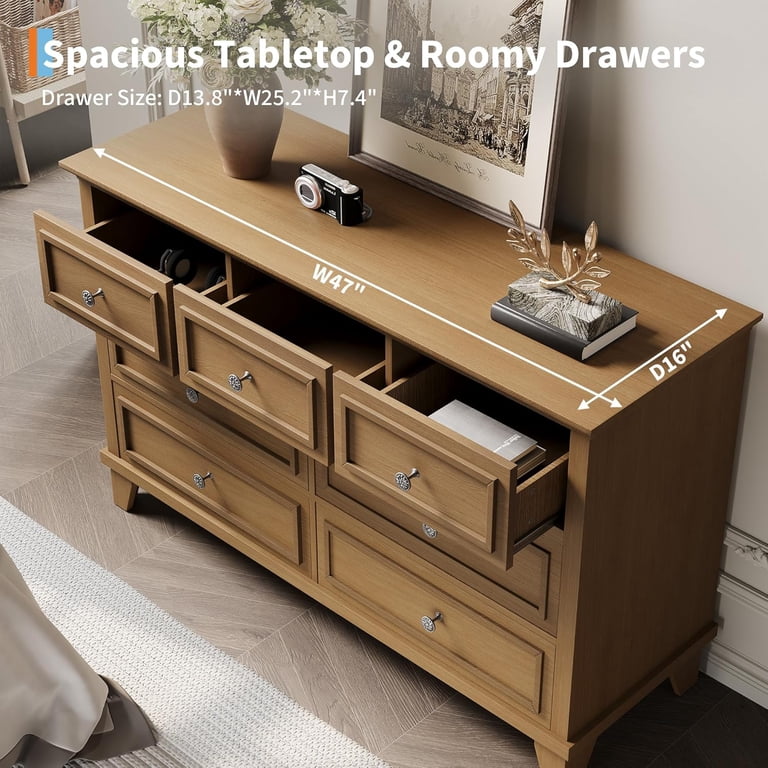 Garvee Brown Dresser for Bedroom, 7 Drawer Dresser, Wooden Chest of Drawers with Deep Drawers, 47" Long Dressers TV Stand, Modern Dressers Organizer with Vintage Handle for Living Room, Hallway - Walmart.com Garvee Brown Dresser for Bedroom, 7 Drawer Dresser, Wooden Chest of Drawers with Deep Drawers, 47" Long Dressers TV Stand, Modern Dressers Organizer with Vintage Handle for Living Room, Hallway - Walmart.com