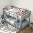 thumbnail image 1 of Costway Twin over Twin Low Bunk Bed with Guardrails Integrated Ladder Kids Wooden Grey, 1 of 10