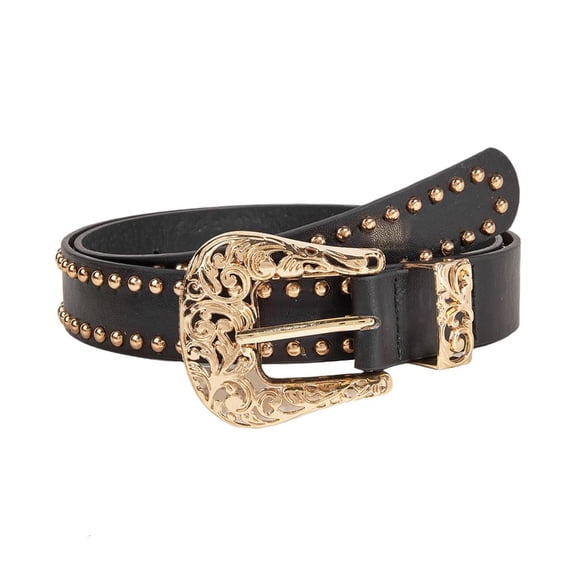 YIGSECU Vintage Waist Belt Rivet Studded Carved Buckle Belt Punk Waistband All Matching