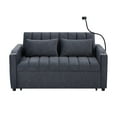 thumbnail image 5 of Blue Grey 55.9" Bed . 3-level Adjustable . 3 Charging Ports, 2 Side Pockets For Storage, Cup Holders, 360° Swivel Phone Holder. Made With Soft Fabric And High Foam. For Small Spaces Holder Pockets, ,, 5 of 6