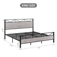 thumbnail image 6 of Yiwa Heavy Duty King Bed Frame with Rustic Wood Headboard, Metal Platform Bed Frame King Size, No Box Spring Needed, Grey, 6 of 7