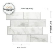 Smart Tiles Peel and Stick Backsplash, 5 Adhesive Tiles, Metro White/Grey, 11.55x8.38