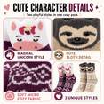 thumbnail image 5 of Girls Micro Cozy Socks, 2 Pack with Playful Ears and Soft Plush Fabric, PURPLE, S/M, 5 of 8
