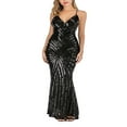 thumbnail image 3 of Women Sequins Formal Dress Shiny V Neck Backless Evening Gown, 3 of 4