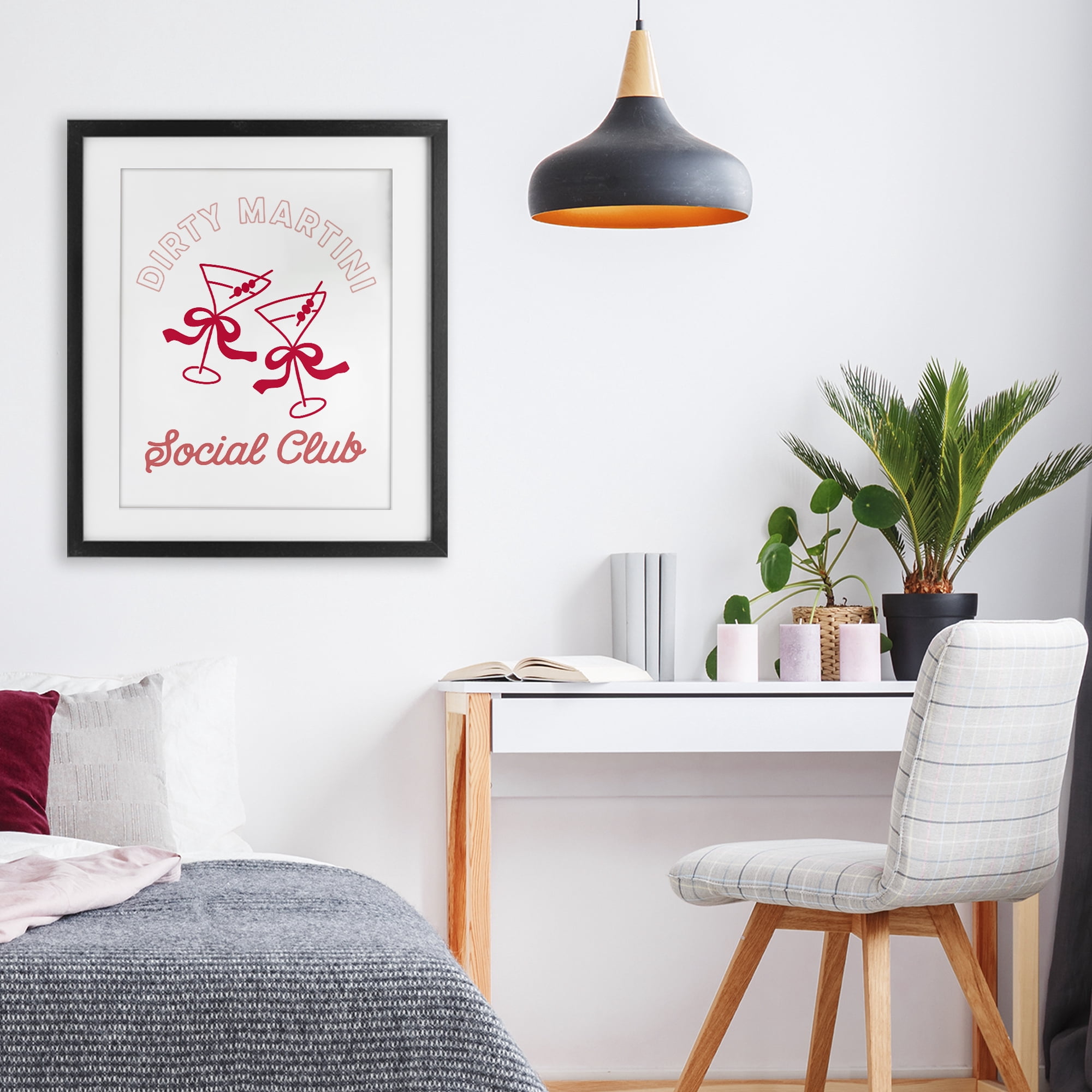Stupell Industries Pink Martini Social Club Black Framed Print Under Glass, design by Lettered and Lined