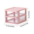 thumbnail image 4 of BCZHQQ Mini Plastic Organizer with 2 Clear Drawers,7.2"x4.7"x5.6" Small Storage Drawers Containers for Desk,Counters,Cabinets,Pink,Summer Clearance, 4 of 5