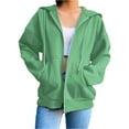thumbnail image 2 of xiaxaixu Femmes Manches Longues Couleur Unie Doublée Zip en Vrac à Capuche, 2 of 6