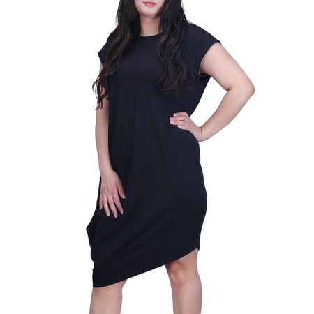 HDE - HDE Women's Plus Size Short Sleeve Dress Casual Asymmetrical Knee ...