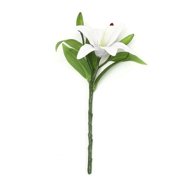 Ramo de lirios de simulación, película de una sola rama, sensación de mini lirio, boda, decoración del hogar, flor - blanco (película de flores, tallo de plástico, tamaño: aproxima