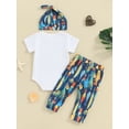 thumbnail image 4 of vera natura Baby Summer Clothes Set Letter Print Jumpsuit and Casual Pants Beanies Hat Outfits, 4 of 9
