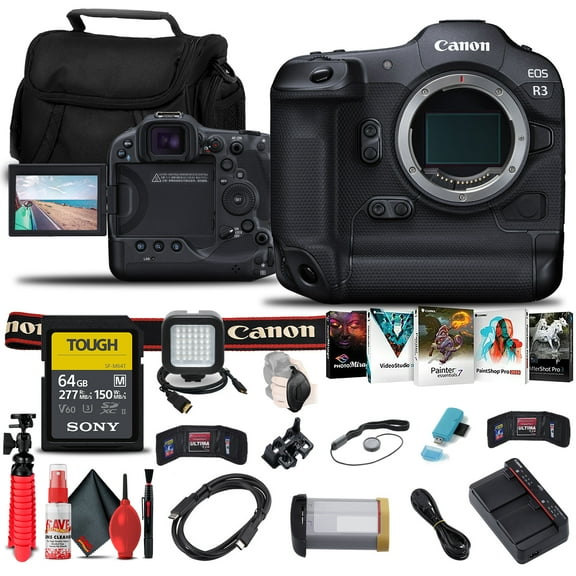 Canon EOS R3 Mirrorless Camera, Full-Frame, 6K RAW   SD Card, Tripod & Bundle (International Model)