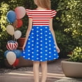 thumbnail image 4 of MKOSPLRT Robes de la Fête de l'Indépendance pour Fille 2025 Étoiles Rayées Robe Midi Ligne A Manches Volantées Col Ras du Cou Robes Drapeau des É.-U. 3-12 Ans, 4 of 6
