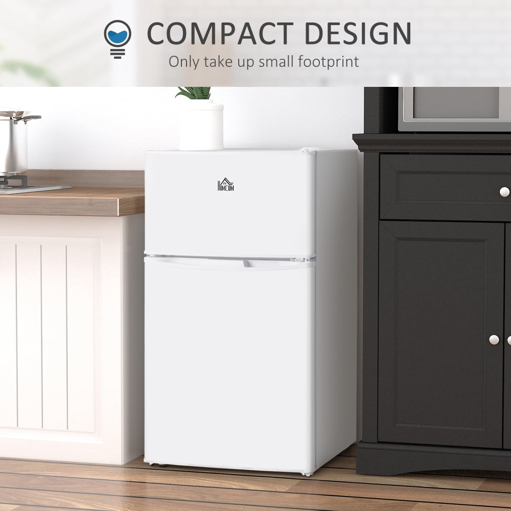 3.2 Cu.Ft Compact Refrigerator with Freezer, 2-Door Mini Fridge with Adjustable Thermostat, Reversible Door for Dorm, Office, Apartment
