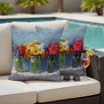 thumbnail image 5 of Spring Flowers Pillow Covers 2 Pack Yellow Red Pink Purple Flower Blue Gray Oil Paintings Pillowcase Waterproof Outdoor Throw Pillow Cover for Patio Garden Square Cushion 18”x18”, 5 of 9